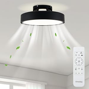 Klmeiday Ceiling Fans with Lights and Remote, Flush Mount Modern Bladeless Ceiling Fan wit