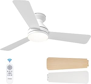 Amico Ceiling Fans with Lights, 42 inch Low Profile Ceiling Fan with Light and Remote Cont