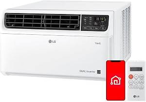 LG 14,000 BTU DUAL Inverter Smart Window Air Conditioner, 115V, Cools 800 Sq. Ft. for Bedr