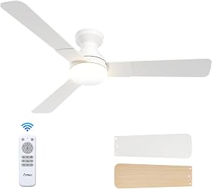 Amico Ceiling Fans with Lights, 52 inch Low Profile Ceiling fan with Light and Remote Cont