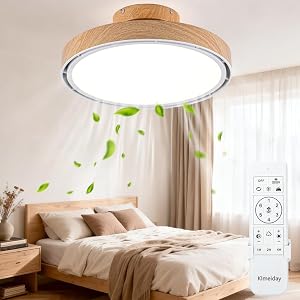 Klmeiday Bladeless Ceiling Fans with Lights and Remote, Flush Mount Modern Ceiling Fan wit