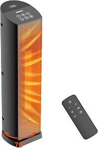 Space Heater for Indoor Use - 24 inches 1500W Ceramic Heater with Remote Control, 12 Hour 