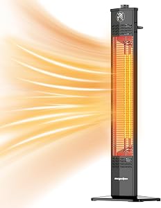 Encyclpo Patio Heater for Outdoor Use,1500W Infrared, 36 in Portable Tower Heater, 3 Level