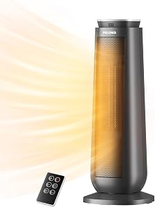 PELONIS PTH15A4BGB Ceramic Tower 1500W Indoor Space Heater with Oscillation, Remote Contro