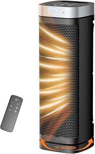 Space Heater, WINHL 17 Inches Electric Heaters for Indoor Use with Thermostat and Remote, 