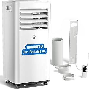 Portable Air Conditioners, 10,000 BTU Portable AC Unit for Room up to 450 Sq. Ft, 3 in 1 S