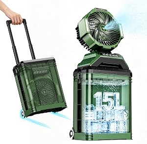 Portable Misting Fan for Outside, 30000mAh Rechargeable Outdoor Cooling Fan with 4 Wind Sp