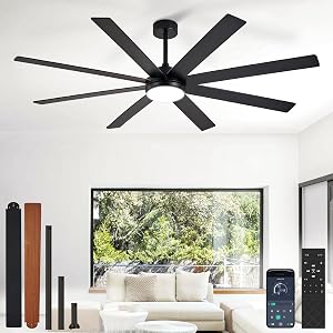 Depuley 66" Ceiling Fans with Lights: Black Indoor/Outdoor Ceiling Fan for Patios Liv