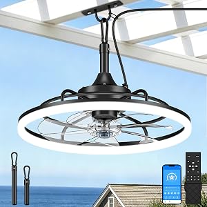 VOLISUN Outdoor Ceiling Fans with Light for Patios, 19.7in Weatherproof Plug in Ceiling Fa