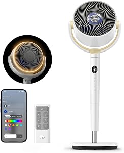 DREO Smart Fan for Bedroom, 120° +120° Omni-Directional Oscillating Fans, 100ft Quiet Pede
