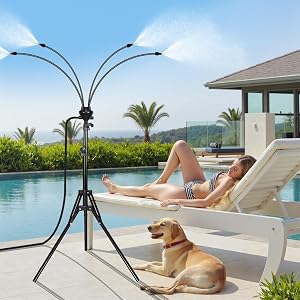 joyhalo Standing Misters for Outside Patio, Adjustable Height 5.3 FT Misting System for Co