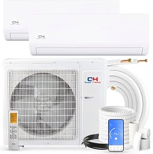 Cooper & Hunter Dual Zone 9,000 + 12,000 BTU Ductless Mini Split AC/Heating System, Pr