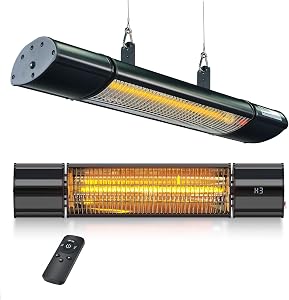 Hanging Patio Heater, Outdoor Electric Heater, Wall Mounted & Ceiling Infrared Garage 