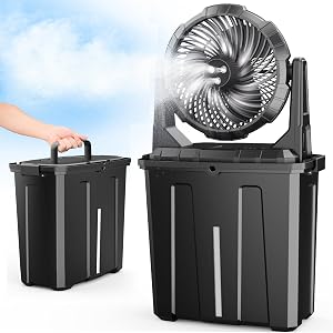 Ausic Portable Misting Fan, 9L 10-inch Outdoor Mist Fans for Outside Patios Cooling, 20000