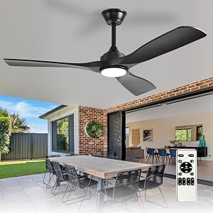 Depuley 52-Inch Ceiling Fan with Light: Black 3 Blade Outdoor Fans for Patios - Dimmable I