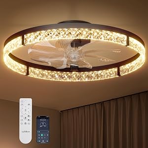 addlon Ceiling Fans with Lights and Remote, 24'' Low Profile Flush Mount Ceiling Fan, 3000