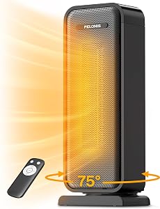 Pelonis 1500w Electric Space Heater for Indoor Use with Thermostat, Oscillation and Remote