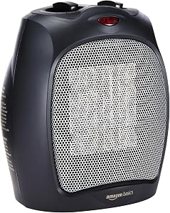 Amazon Basics Ceramic Space Heater, Portable Indoor Heating Solution, With Overheat and Ti
