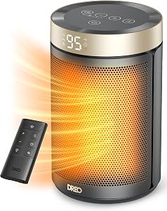 DREO Space Heater, Portable Electric Heaters for Indoor Use with Thermostat and Remote, 20