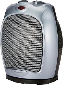 Amazon Basics Oscillating Ceramic Portable Indoor Space Heater, Fast Heating Technology, O